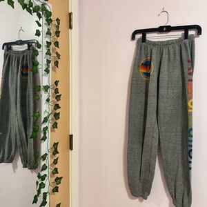 Aviator Nation Gray and Red Sweatpants Relaxed Fit